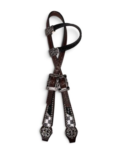 Rockn’ Wilsons Black Chunky Glitter & Black Checker Headstall