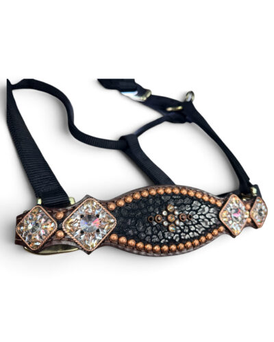 Alternative view of Rockn’ Wilsons Black Cheetah & Bright Copper Bronc Halter