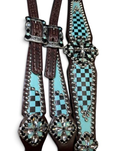 Alternative view of Rockn’ Wilsons Turquoise Checker w/ XL Conchos