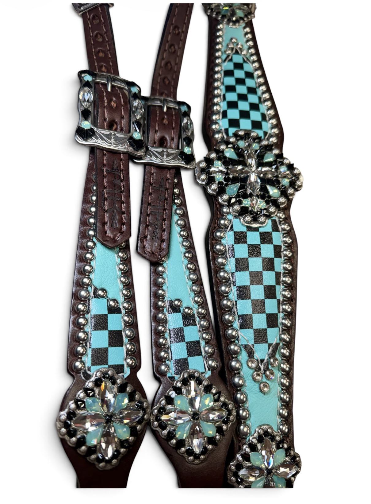 Rockn’ Wilsons Turquoise Checker w/ XL Conchos - Image 2