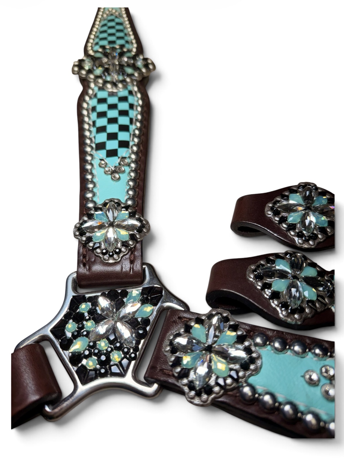 Rockn’ Wilsons Turquoise Checker w/ XL Conchos - Image 3