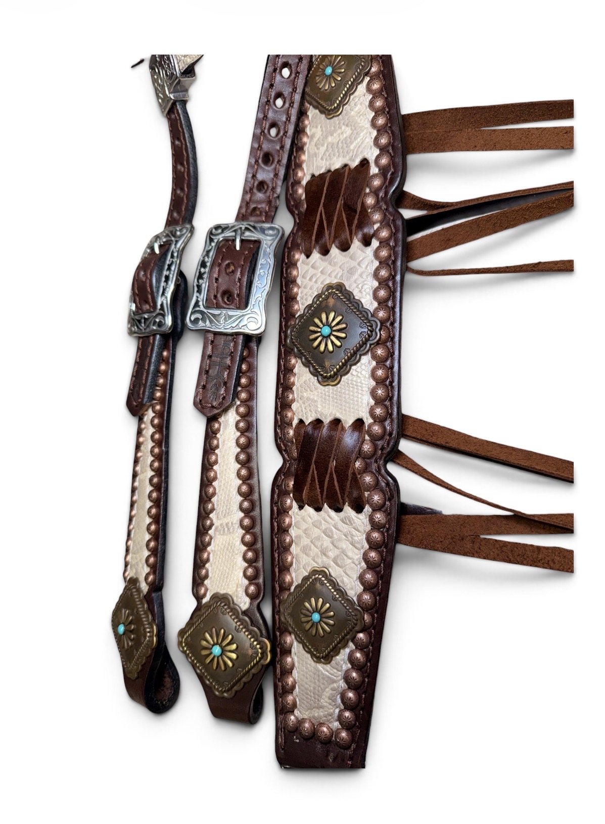 Rockn’ Wilsons Cream Python Leather w/ Cross Stitching - Image 3