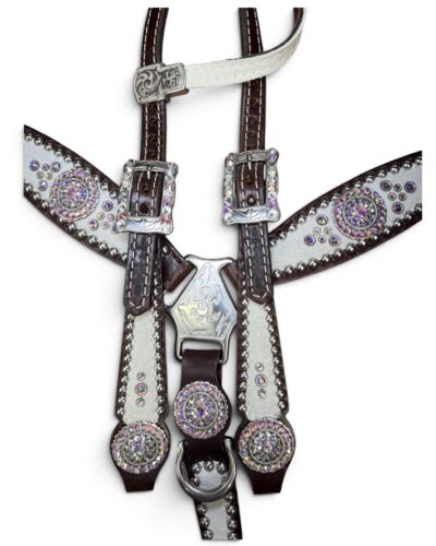 Rockn’ Wilsons White Glitter w/ Rope Edge Crystal Conchos - Image 3