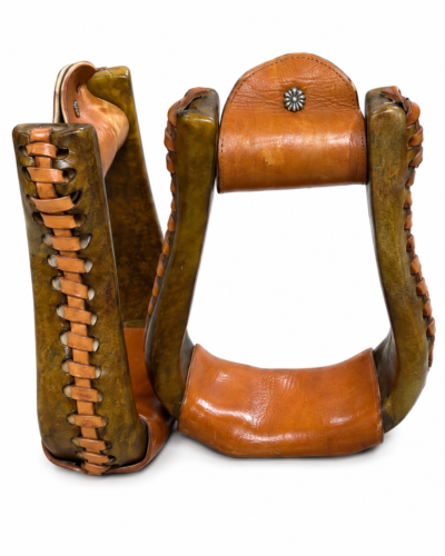 Youth Natural Rawhide Wrapped Laced Stirrups