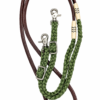 Adjustable Flat Braid Roping Rein With Rawhide Accents