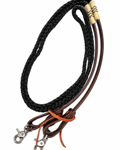 Alternative view of Adjustable Flat Braid Roping Rein With Rawhide Accents