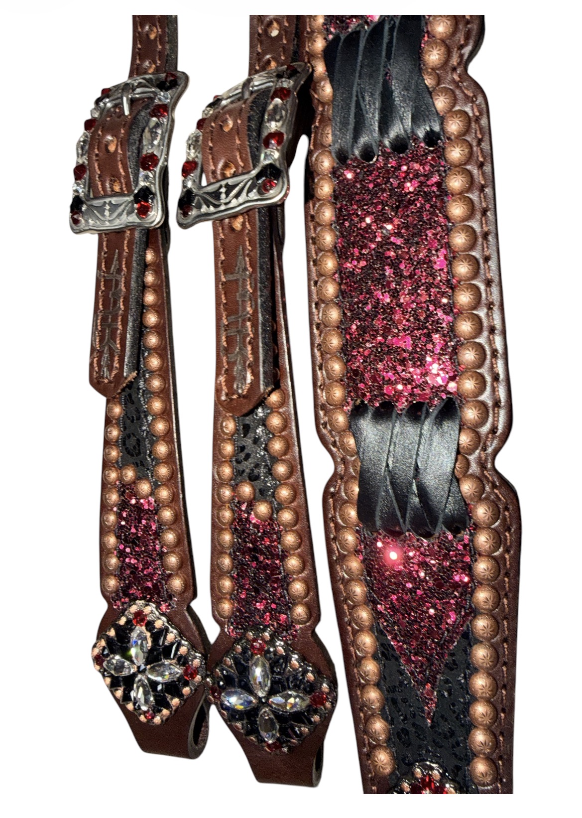 Rockn’ Wilsons Burgundy Chunky Glitter w/ Cross Stitch - Image 2