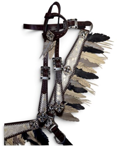 Rockn’ Wilsons Gold Acid Wash Cowhide & Feathers