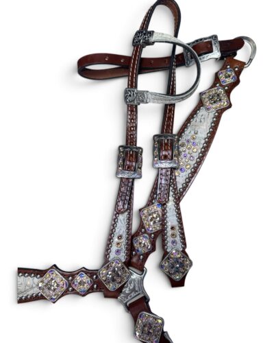 Rockn’ Wilsons Cream Gator w/ Rope Edge Crystal Conchos