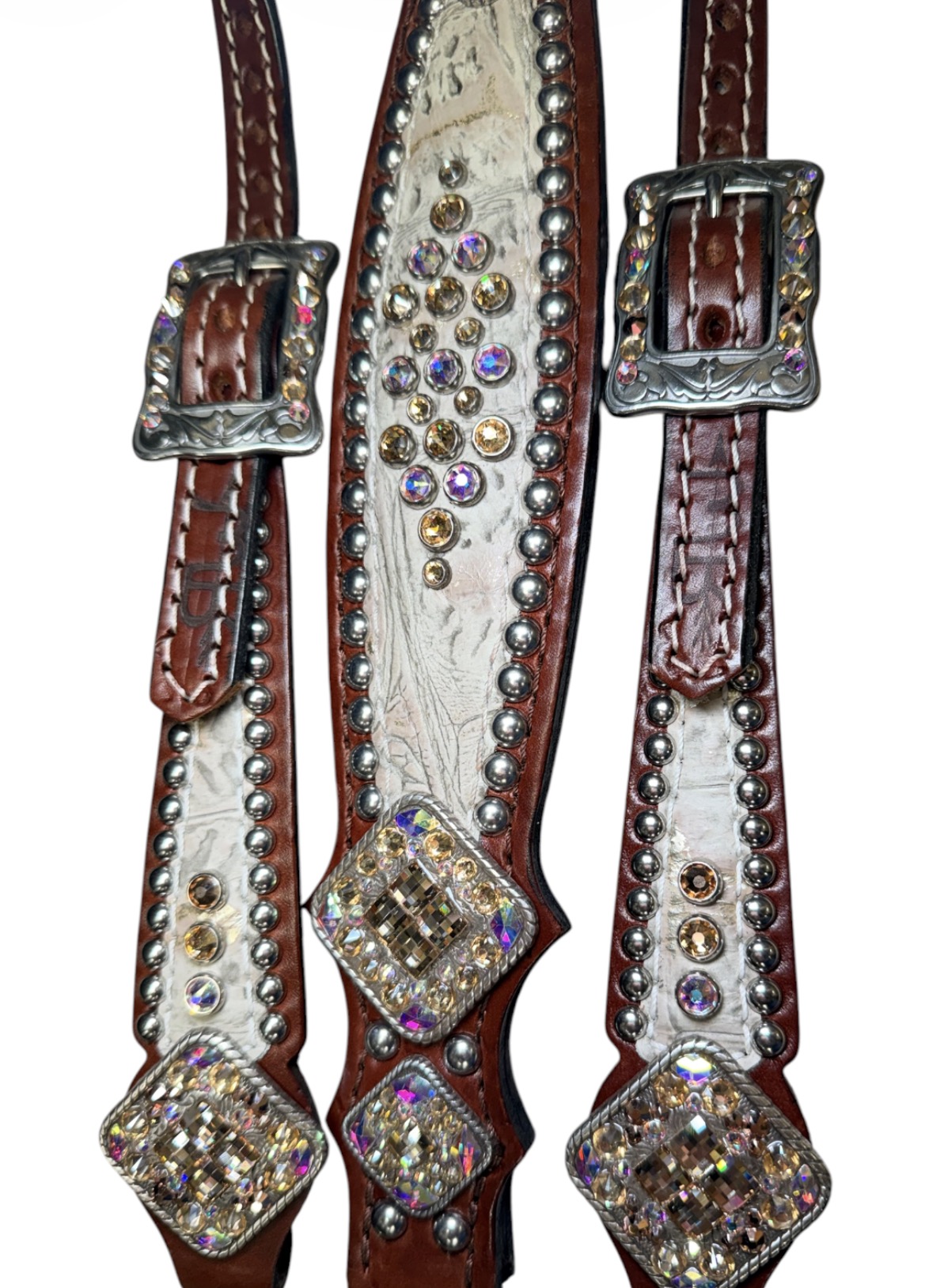 Rockn’ Wilsons Cream Gator w/ Rope Edge Crystal Conchos - Image 2