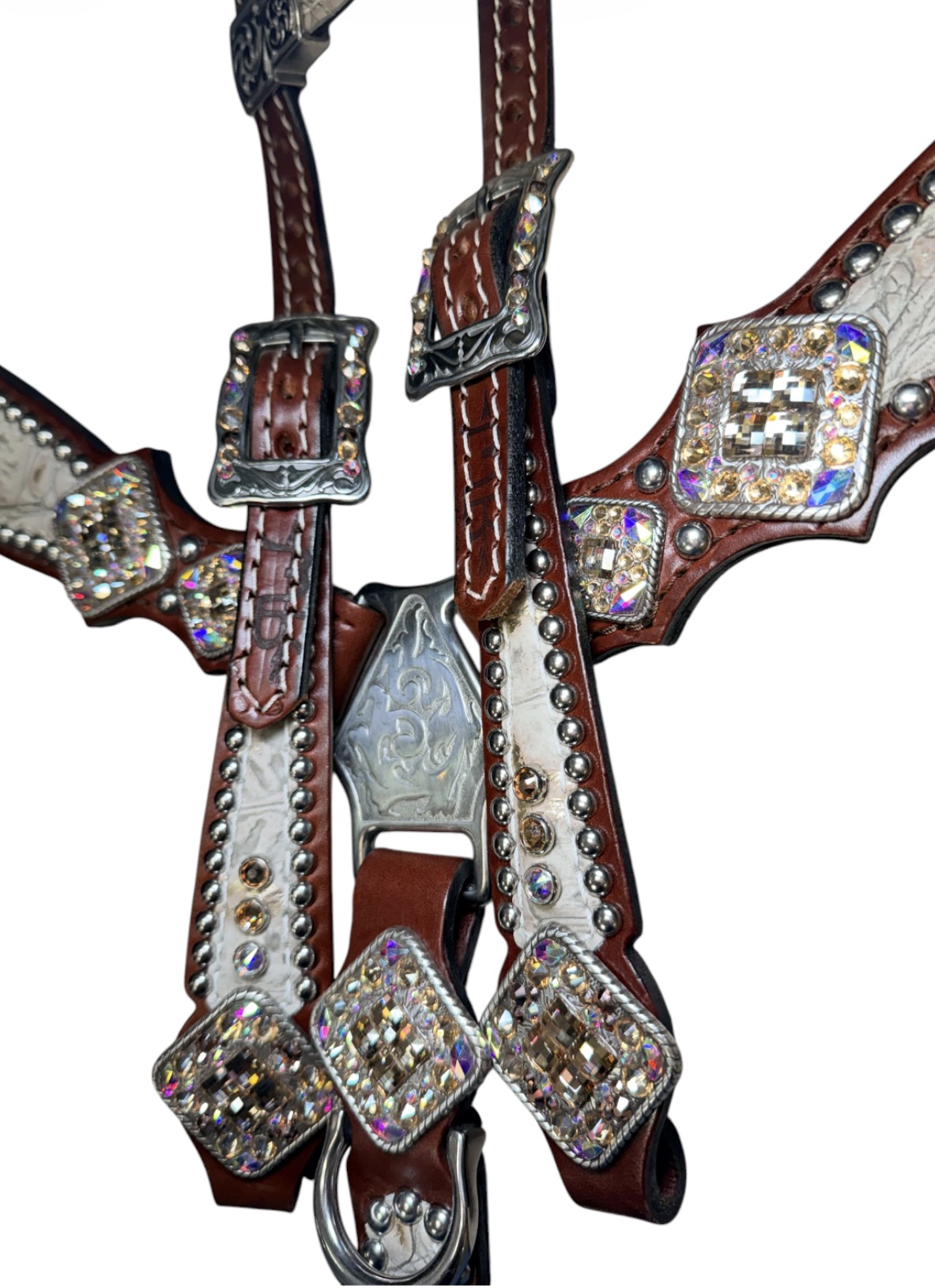 Rockn’ Wilsons Cream Gator w/ Rope Edge Crystal Conchos - Image 3