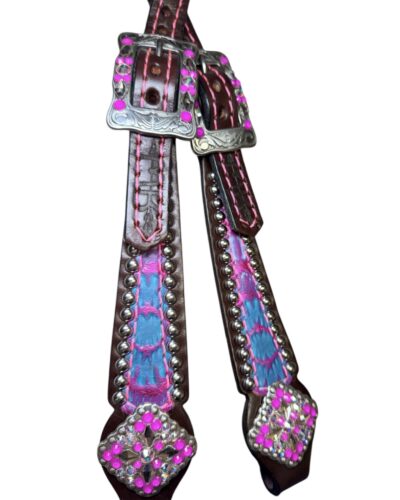 Rockn’ Wilsons Pink & Purple Aztec Headstall - Image 2