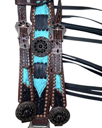Rockn’ Wilson’s Turquoise & Black Chunky Glitter w/ Cross Stitch - Image 2