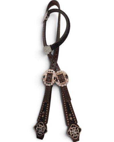 Rockn’ Wilsons Black Cheetah w/ Rope Edge Conchos Headstall
