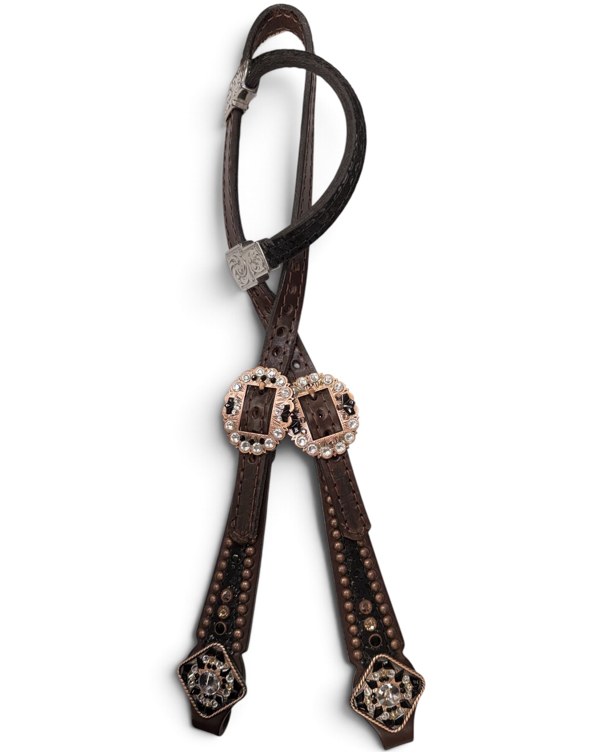 Rockn’ Wilsons Black Cheetah w/ Rope Edge Conchos Headstall