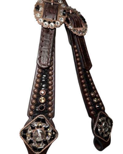 Rockn’ Wilsons Black Cheetah w/ Rope Edge Conchos Headstall - Image 2