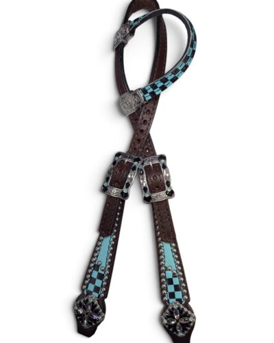 Rockn’ Wilsons Turquoise Checker Print Headstall