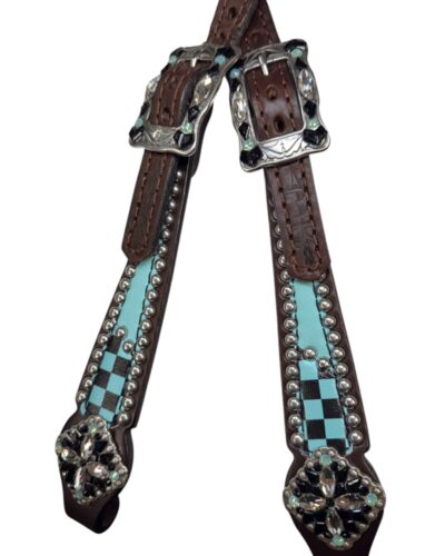 Rockn’ Wilsons Turquoise Checker Print Headstall - Image 2