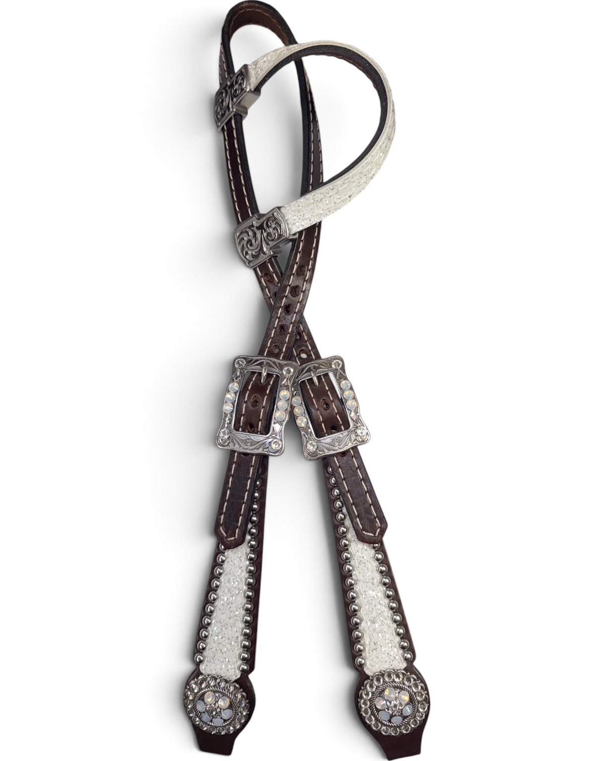 Rockn’ Wilsons Chunky White Glitter Headstall