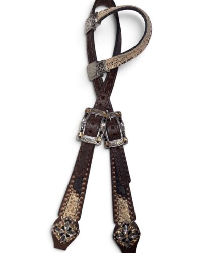Rockn’ Wilsons 1/2 Black Cheetah & 1/2 Rose Gold Cheetah Headstall