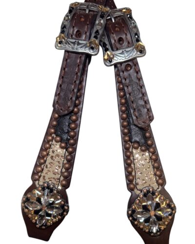 Rockn’ Wilsons 1/2 Black Cheetah & 1/2 Rose Gold Cheetah Headstall - Image 2