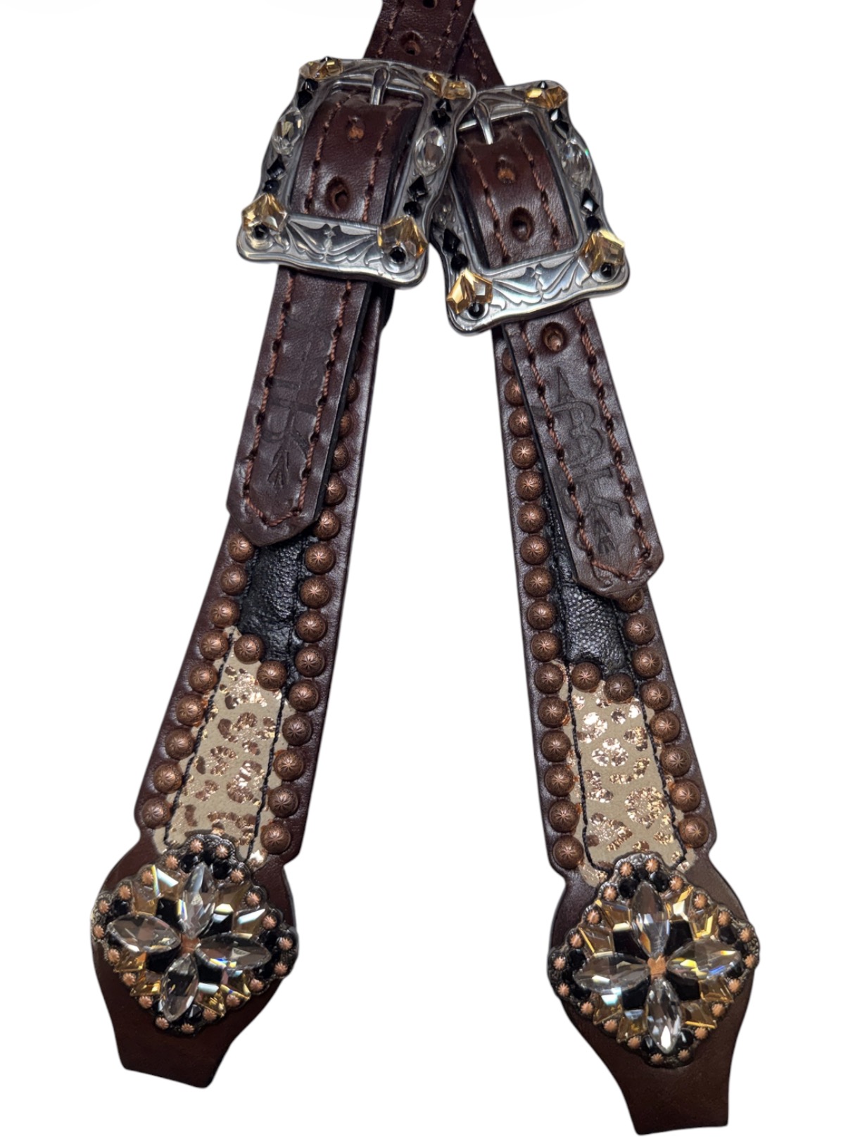 Rockn’ Wilsons 1/2 Black Cheetah & 1/2 Rose Gold Cheetah Headstall - Image 2