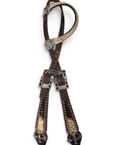 Rockn’ Wilsons 1/2 Black Cheetah & 1/2 Rose Gold Cheetah Headstall