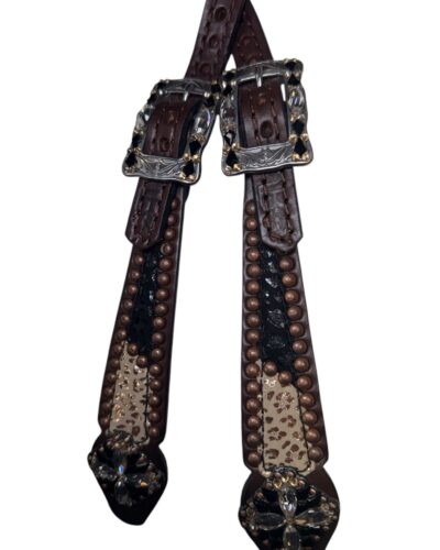 Rockn’ Wilsons 1/2 Black Cheetah & 1/2 Rose Gold Cheetah Headstall - Image 2