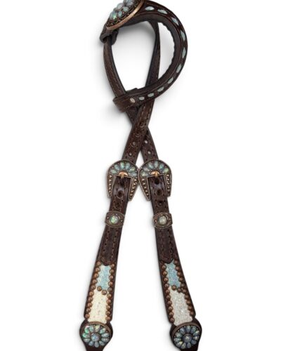 Rockn’ Wilsons White Chunky Glitter & Turquoise Headstall
