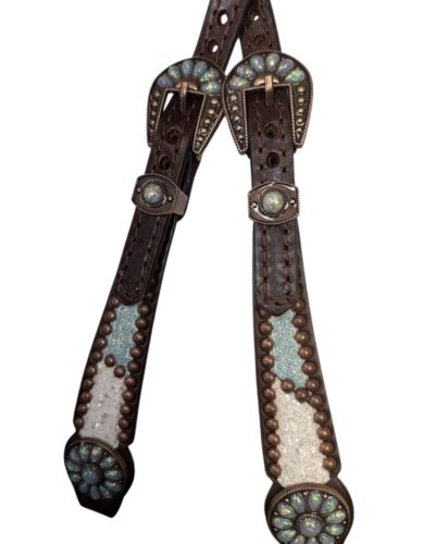 Rockn’ Wilsons White Chunky Glitter & Turquoise Headstall - Image 2