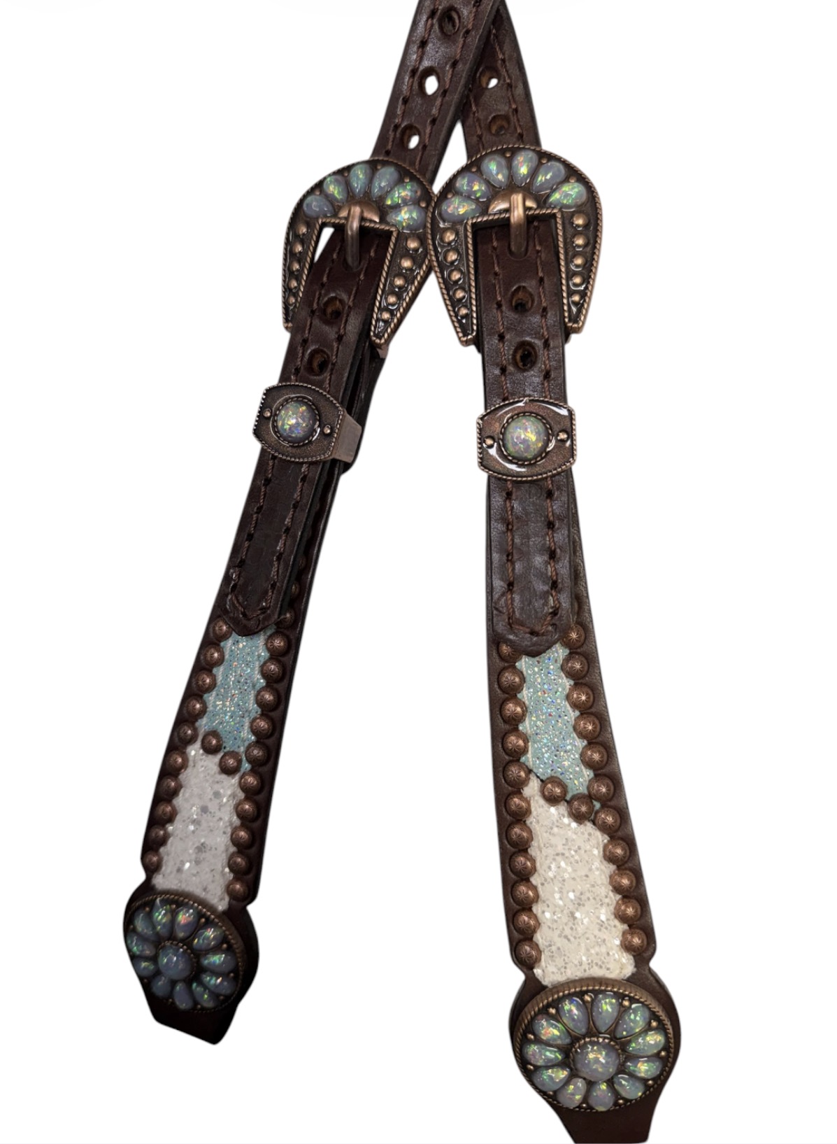 Rockn’ Wilsons White Chunky Glitter & Turquoise Headstall - Image 2