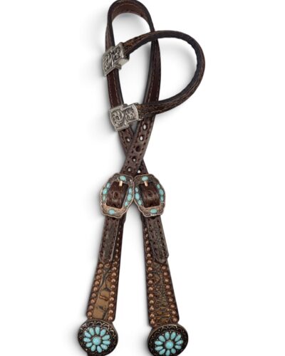 Rockn’ Wilsons Copper Frosted Gator Headstall w/ Turquoise