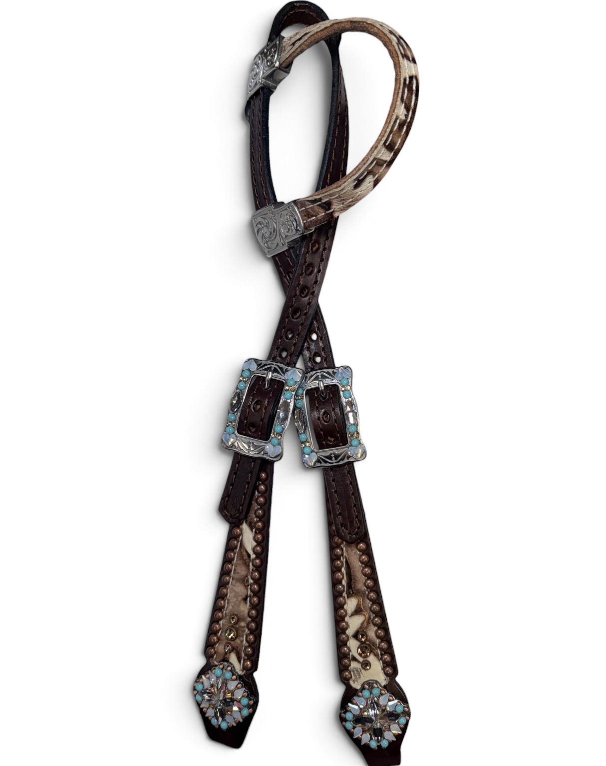 Rockn’ Wilsons White Laredo Headstall w/ Turquoise