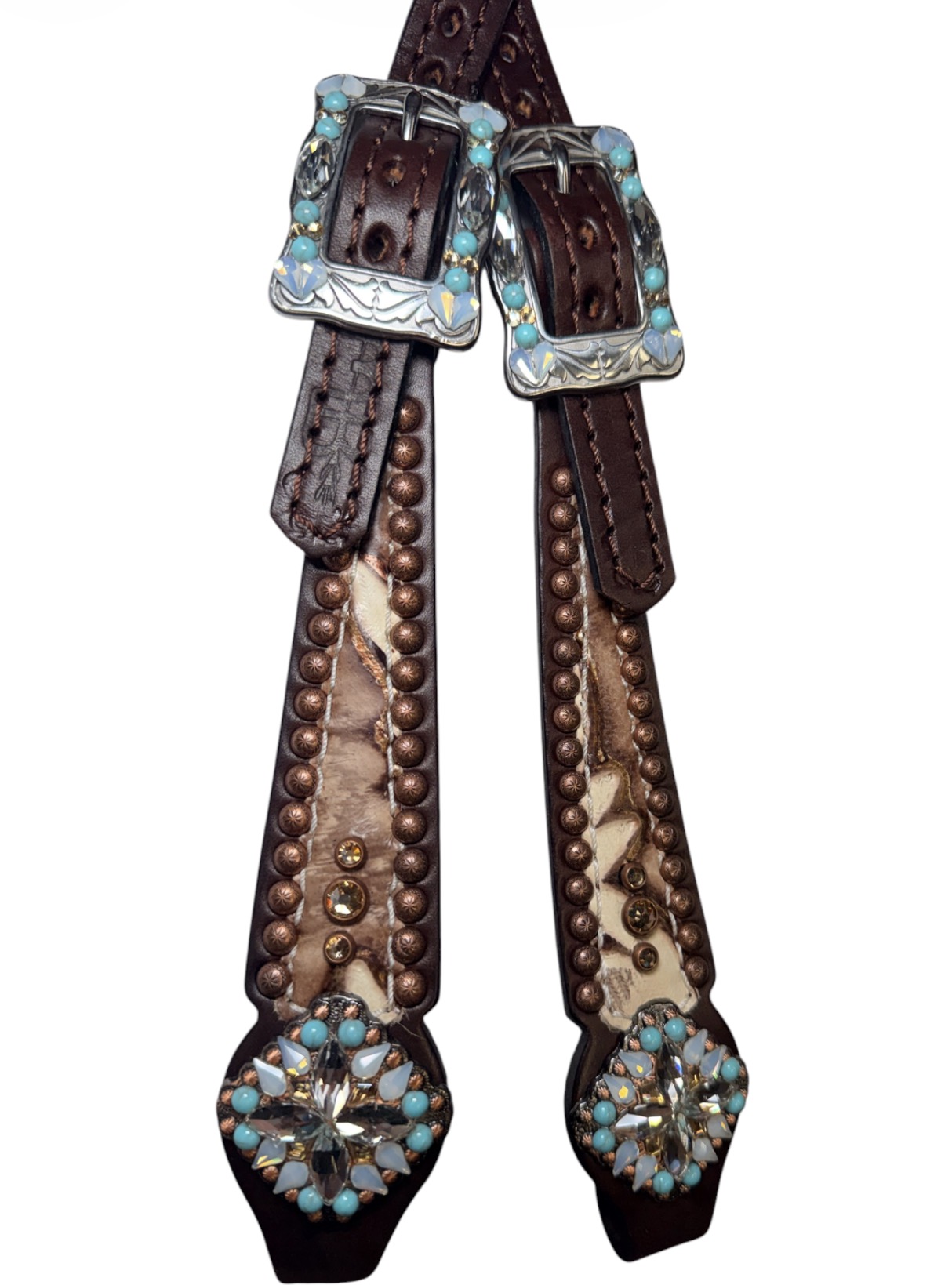 Rockn’ Wilsons White Laredo Headstall w/ Turquoise - Image 2