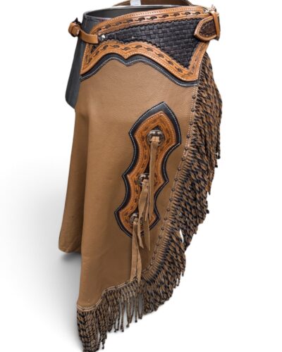 Caramel Leather Chinks w/ Twisted Fringe