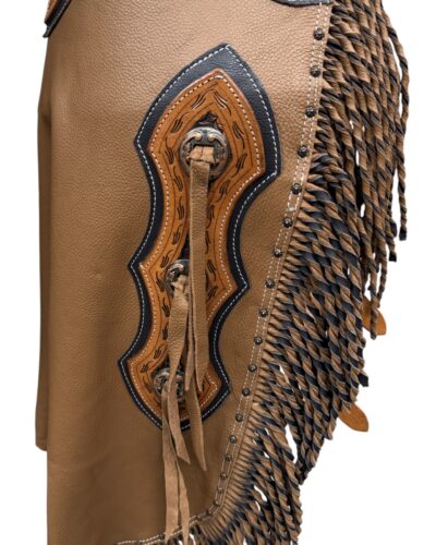 Caramel Leather Chinks w/ Twisted Fringe - Image 3
