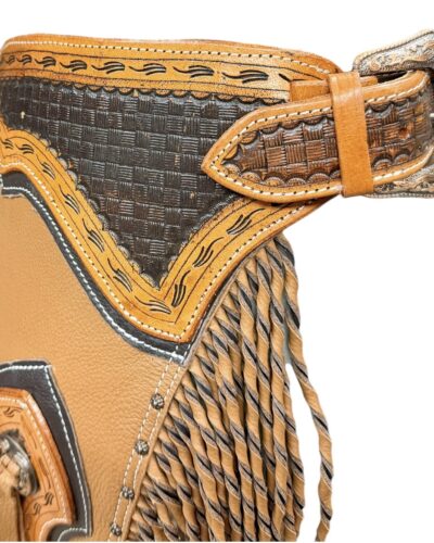 Caramel Leather Chinks w/ Twisted Fringe - Image 2