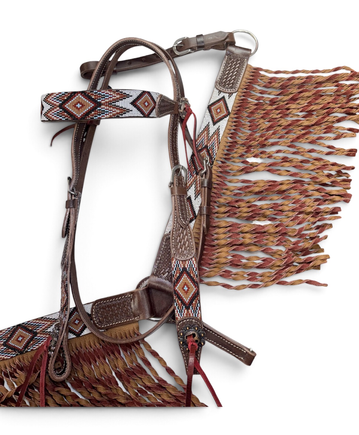 Brown Diamond Beaded Headstall & Breastcollar Set