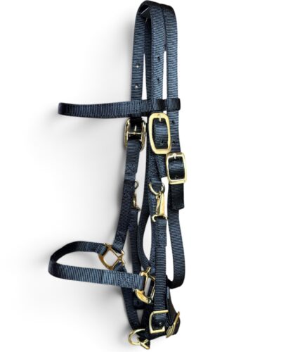 Black Nylon Halter Bridle w/ Split Reins